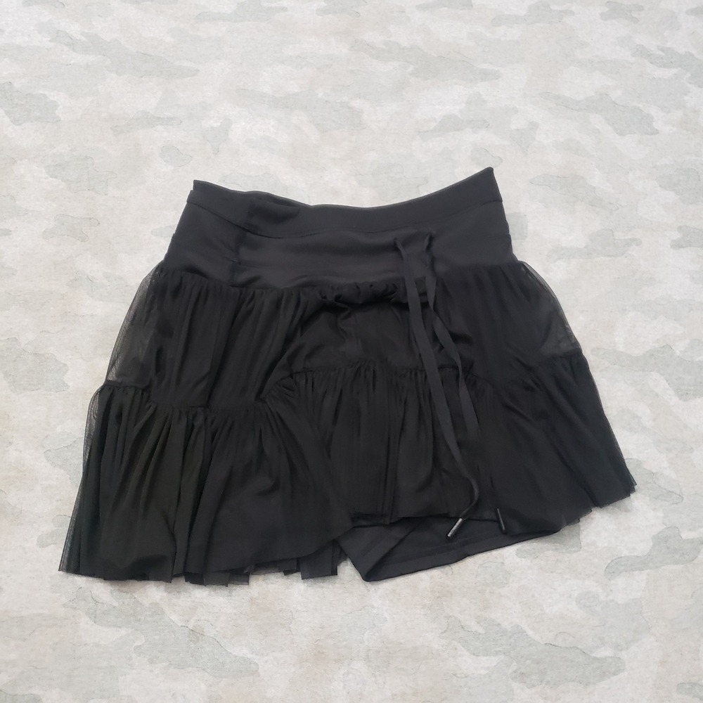 Popflex Limitless Skort Womens Large Black Mesh Tiered Ruffle